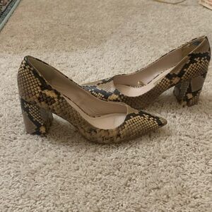 Zara Snakeskin Heels in Tan and Black